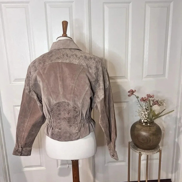 Chia Vintage Womens 80s Leather Suede Jacket Size Large Padded Western Biker - Picture 2 of 9